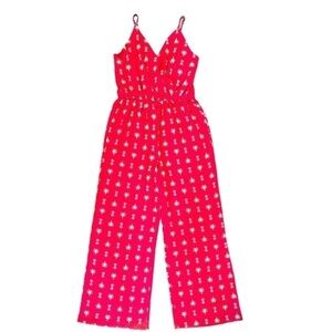 RILEY & JAMES, RED PRINT, SUMMER JUMPSUIT. SIZE L